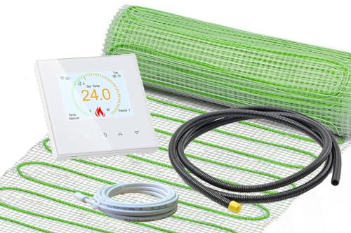 ew direkt Komplett-Set elektrische Fußbodenheizung UltraPro 160 für Fliesen, Naturstein mit Thermostat RT-70 WLAN Tuya/Smart Life (1,5 m² - 0,5 x 3 m)