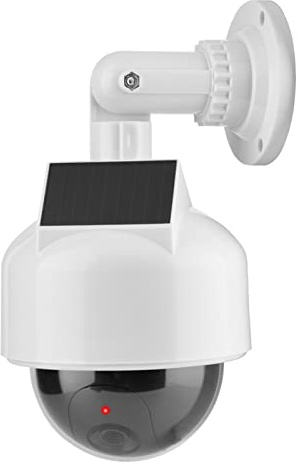 Simulierte Überwachungskamera, Dummy-Kamera, Solar-Sicherheitskamera in Form einer realistischen Kuppelform, für drinnen und draußen, mit einem LED-Licht für zu Hause/Lager