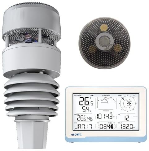 ECOWITT Wetterstation WS3801, 7 in 1 Solarstrom Wifi Heim-Außensensor-Einheiten WS90, 7.5 Garten Kabellose Indoor-Farb-LCD-Konsole, IOT Intelligente Verknüpfungssteuerung, Ecowitt Wetter-Assistent