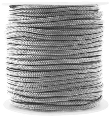 Mandala Crafts 3mm Gray Blind Strings Lift Shade Cord - 55 Yards Braided Nylon Cord for Roman Shades, Curtain String, and Blinds Repair or Replacement