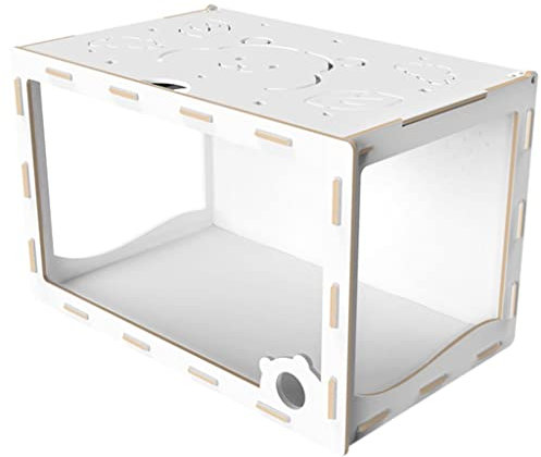 SYSZSYHD Großer Hamsterkäfig aus Holz, Bären-Design, transparentes Hamsterhaus, atmungsaktiver Mäusekäfig, Lebensraum für kleine Tiere (29,5)