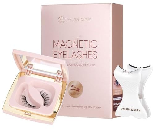 Mlen Diary Magnetic Eyelashes, Magnetische Wimpern Kit, Wiederverwendbare falsche Wimpern ohne Eyeliner, Upgraded 3D Dual Magnetic Eyelashes (05 Comic Doll)