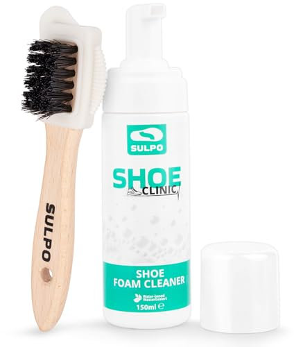 SULPO Shoe Clinic Sneaker Reinigungsset mit Wildlederbürste - Schuhreinigungsset - Schaum Sneaker Cleaner - Schuhreiniger für Wildleder, Rauleder, Glattleder, Textil - 150 ml