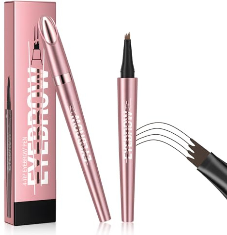 Magischer 3D Augenbrauenstift mit 4 Gabelspitzen,Wasserdichter und Schweißfester Eyebrow Pencil,Natürlicher wasserfest und langlebig für Männer und Frauen mühelos natürlich aussehende Brauen(Schwarz)