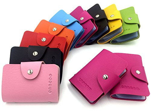 AirZyx Kreditkartenetui Damen Herren Kreditkarte Leder 24 Karten (Rosa Rot)