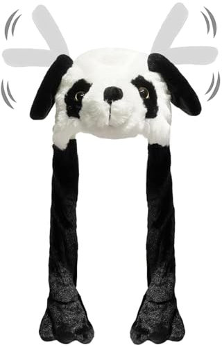 Mütze Mit Beweglichen Ohren, Hasenohren Plüsch, Hase Hut Mit Wackelohren, Beweglicher Ohr Kaninchen, Cosplay Urlaub Weihnachten Karneval Party Geschenk Für Erwachsene Kinder (Panda)
