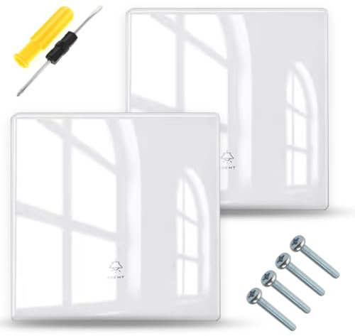 Acmerota Single 10A 250V 1 Gang 2 Way Light Switch - Frosted White Tempered Glass Panel for Living Room School Office