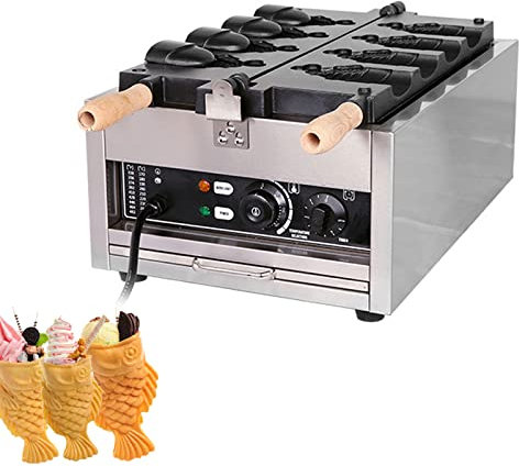 Piastra per waffle, piastra elettrica per taiyaki, piastra commerciale per waffle per marmellata o gelato, rivestimento antiaderente, piastra in acciaio inossidabile per taiyaki, pronta per uso comm