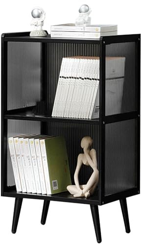 GLMGBP Offene Vitrine, transparente Vitrine auf DREI Seiten, multifunktionales Bücherregal aus Bambus, Starke Tragfähigkeit (Größe: 16,5 x 12,9 x 30,3 Zoll)