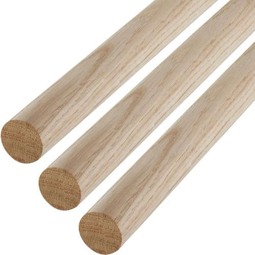 3 Stück SOTECH Eiche Rundstäbe glatt Ø30 x 1180 mm Rundhölzer Holzstäbe | zum Basteln oder als Garderobenstangen