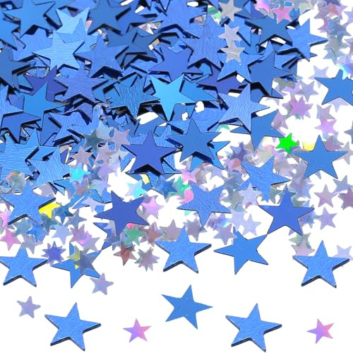YALiya Konfetti, Pailletten zum Basteln, Glitzerfolie Konfetti, konfetti Glitzer Sterne Pailletten, Deko Weihnachten, Es Kann zur Vorbereitung auf Weihnachten(Blau + Silber)