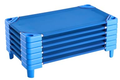 VEVOR Sieste stapelbar barnsäng, 6 st, bärbar sovsäng för småbarn, 102 x 57 cm, barndagssäng, förskolerum, sovande, sovande, blå