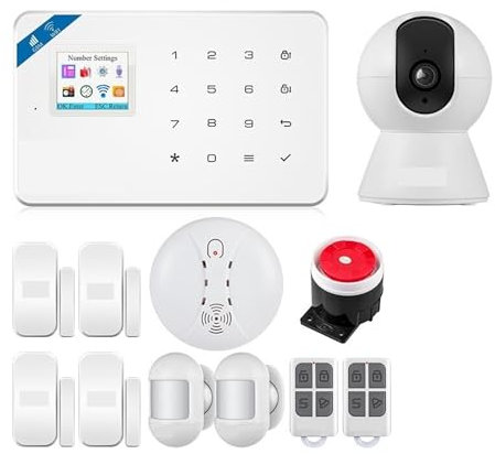 Sistema de Alarma para Casa, El de alarma de seguridad inteligente GSM funciona con el Sensor de ventana de puerta de humo, Detector de movimiento antirrobo for el hogar, para el hogar, apartamento(W