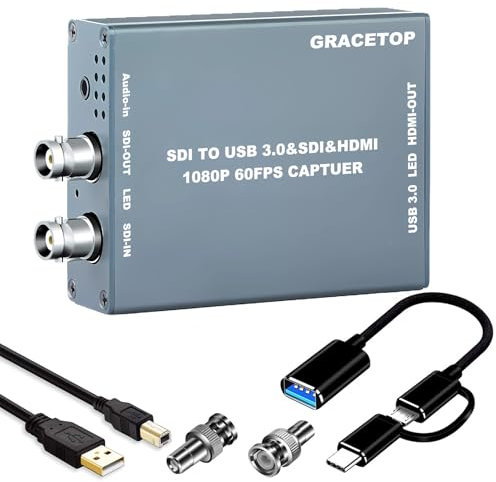 Scheda di acquisizione video SDI con loop out SDI/HDMI, convertitore da SDI a HDMI, 1080P60fps da SDI a USB3.0, dispositivo di acquisizione audio e video con loopout SDI Registrazione video USB per
