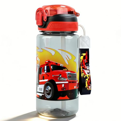 MHwan Gourde Enfant, 600ml Robuste et Incassable | Anti Fuite avec Paille, Sans BPA, Belle Portable Dinosaure Gourde Fille et Garcon Adaptée aux Voyages Scolaires