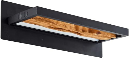 A.S. Création LED Wandleuchte in Braun Schwarz aus Holz - Moderne Lampe Lichtfarbe Warmweiß DD128610 - Landhaus Innenleuchte - 35cm (B) x 15,1cm (H)