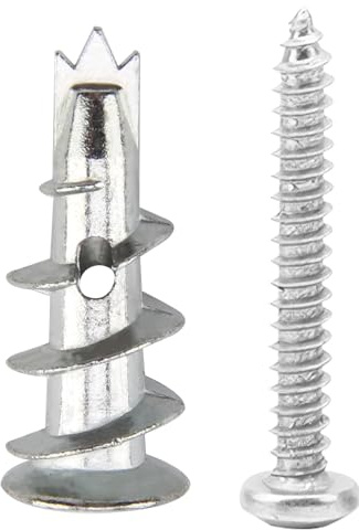 20 Pcs Plasterboard Fixings, Heavy Duty Metal Wall Plug Self Drilling Plasterboard Fixings with Screws Achors for Stronger Grip Lasting Quality for Wall Hanging Stuff Plaster Composite Wooden Boards