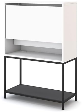 ASSMANN Sekretär Cubas Basic 74x80cm Weiß Schwarz Weiß, TÜV-Zertifiziert, einfache Montage für Homeoffice