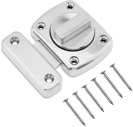 Stainless Steel Gate Bathroom Door Lock,Door Latches for Internal Door,1pcs | Bathroom Latch Rotate Bolt Gate Latch DoorLock,Rotate Bolt Cabinet Slide Lock Latch Applicable to Various Doors,Silver