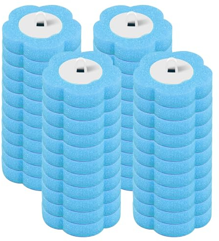 Escobilla de Inodoro desechable, desechable con Cabezales de Repuesto para Barra de Inodoro, escobilla de Inodoro con Limpiador de Limpieza, Rellenos de Esponja (48 Cabezales de Repuesto (Azul
