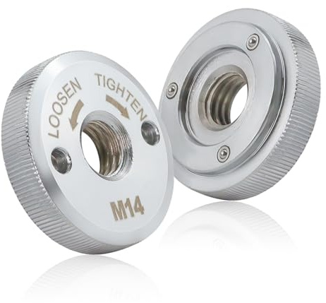 MISIQIMA 2 Stück Silber Schnellspannmutter, M14 Winkelschleifer Schnellspannmutter, Passend für Winkelschleifer wie AEG, Black & Decker, Dewalt, Flex, Hitachi, Metabo, Makita usw