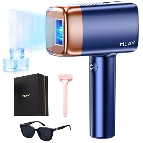 MLAY Epilatore IPL T14 - Riduzione dei peli del 96,39% in 4 settimane, 500 milioni di flash, senza dolore con sistema di raffreddamento, adatto a tutti i tipi di pelle, viola