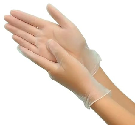 PBHOVIITG 100 guantes de examen desechables vinilo grueso for limpieza del hogar y la cocina, en tamaños pequeño, mediano grande(M)