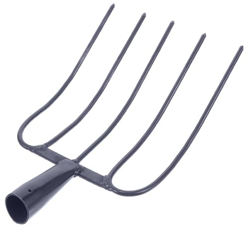 DOITOOL Forca Per Letame Multifunzionale, Forchetta Agricola Resistente in Ferro, Attrezzo Agricolo Portatile Per Pulizia Prati e Terreni Rurali