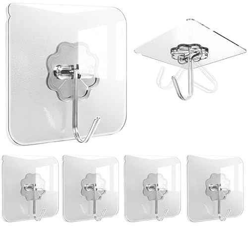 4smile Lot de 12 crochets adhésifs extra forts, résistants aux intempéries et à la rouille, rotatifs à 180 °, pour décoration de Noël, cuisine, salle de bain, mur et plafond