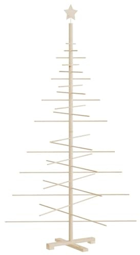 Tidyard Albero di Natale Decorativo in Legno, 180 cm Legno Massello Pino, bambù, Decorazione Fai da Te, Luci a LED, Ornamenti Natalizi for Casa