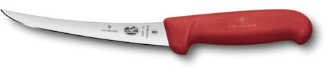 Victorinox Fibrox Ausbeinmesser, Scharfes Küchenmesser für Fleisch und Fisch, 15 cm, Gebogene Klinge, Flexibel, HACCP Farbgriff, Rutschfest, Rot