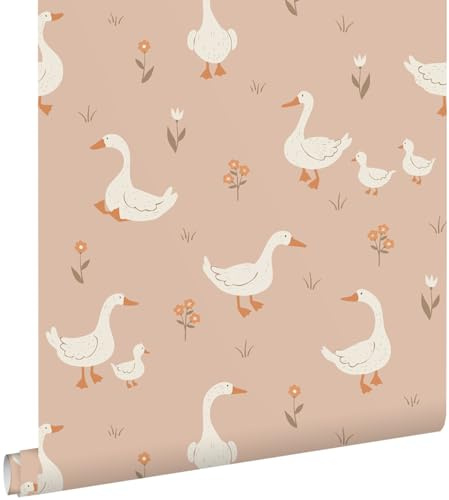 papier peint oies rose terracotta 50 x 900 cm - ESTAhome