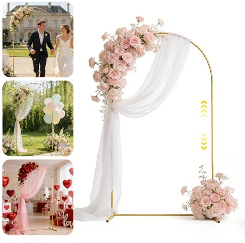 Eirolace 1.8-2.2M Hochzeitsbogen Hintergrund Ständer,Metallbogen,Goldfarben | Höhenverstellbar,Starke Stabilität,Hochzeitsbogen Für Hochzeit,Party Dekoration,Geburtstag,Valentinstag