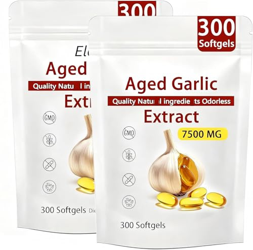 Åldrat vitlöksextrakt, luktfria vitlökskapslar, 2 år lagrad, 7500 mg, 300 stycken,2pcs