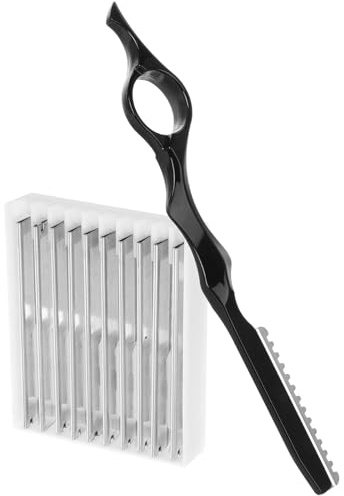 DONFAMDS Haarschneide Rasierer Satz mit 10 Ersatzklingen Metall Ausdünnungskamm Schwarz Manuell für Präzises Haarstyling und Texturierung im Salon Zuhause