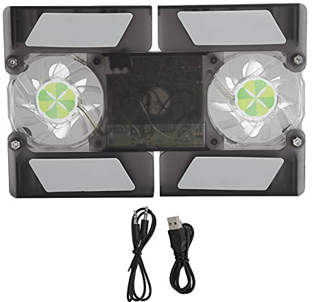 Almohadilla refrigeradora para portátil con Doble Ventilador y luz - Altavoz para Notebook, Soporte de enfriamiento Plegable DR - 2009A, Ventiladores LED Azules Transparentes Ultra