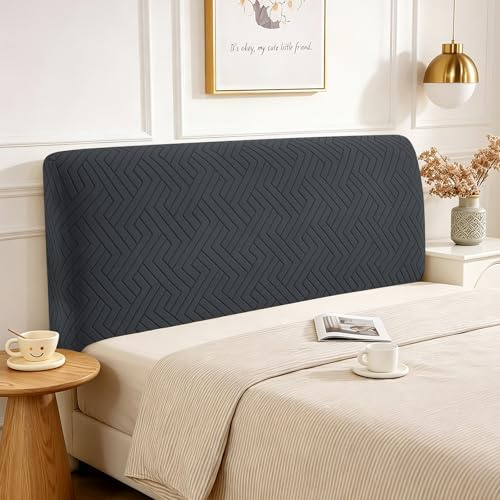 CYCMACO Elastischer Bett Kopfteil Bezug 200cm, Dunkelgrau | Weicher Stretch Bettkopfteil Bezug, Staubdicht Bettkopfteil Hussen, Modern Universell Waschbar, Schützt Vor Verschleiß