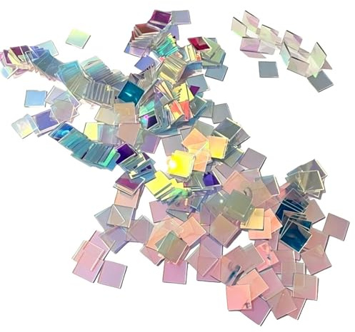 100 Stück Acryl Mosaiksteine Zum Basteln, Mini Holografische Mosaikfliesen 3cm, Irisierende Acrylquadrate Für DIY Mosaik Art Malerei
