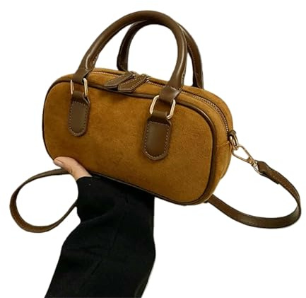 BCLBDFC Schultertasche Modische Bowling-Tasche, Handtasche, Kleine Quadratische Tasche, Große Kapazität, Stil, Umhängetasche, Einkaufen-braun