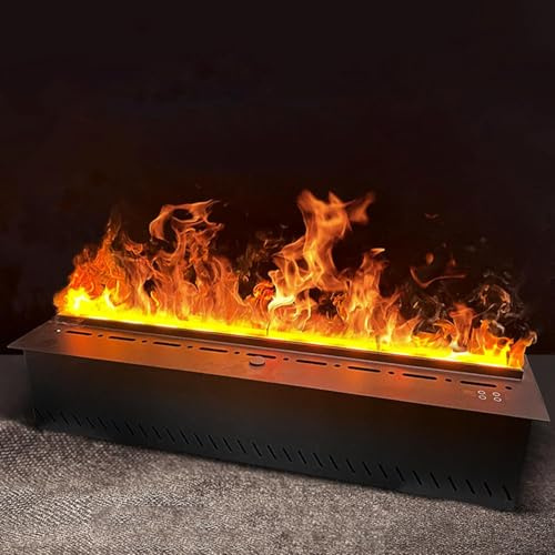 Cheminée à Vapeur d'eau avec Flamme Réaliste, Cheminée électrique Encastrée avec Télécommande Tactile Humidificateur Décor Cheminée Linéaire 2 en 1, One Color, 150cm/4.9ft