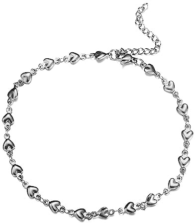 Skcess ankelkedjor, rostfritt stål hjärta fotkedja för kvinnor sommar semester för kvinnor flickor mor guld/silver för kvinnor, 25–30 cm längd, Rostfritt stål, Ingen zirkonia