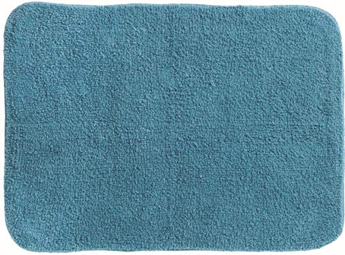 Spirella Badteppich Badematte Duschvorleger 100% Baumwolle Hochflor | flauschig | rutschhemmend | geeignet für Fußbodenheizung | 50x70 cm | Petrol