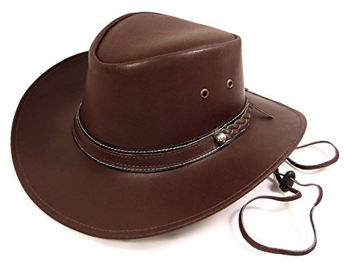 Unbekannt Echt Leder Outdoor Cowboyhut Westernhut Rotbraun - Redish Ribbon Split Leather (XL)
