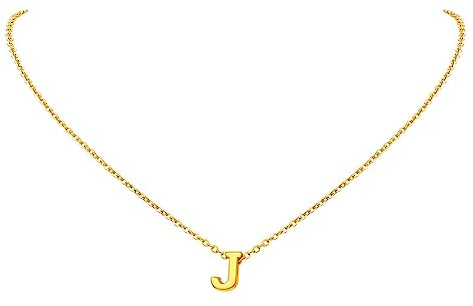 FindChic Initial Buchstabe Kette J Alphabet Anhänger in vergoldet Jahrestaggeschenke