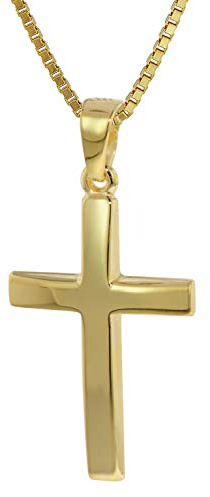 trendor Kreuz Anhänger Gold 333 (8 Karat) mit goldplattierter Kette 35796 | für Damen, zeitloser Kreuz-Anhänger aus Echtgold, edles Geschenk