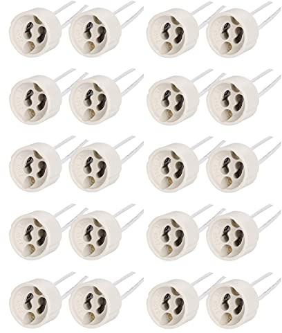 Hsthe Sea 20 Stück GU10 Keramikfassung Lampenfassung mit hochwertigem Silikondraht Glühbirne Stecker Lampenfassung für LED und Halogen