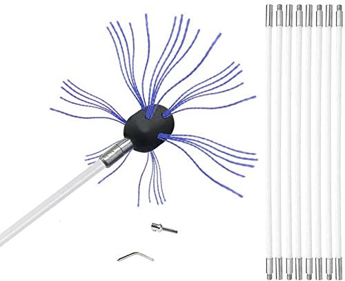 Chimney Brush-Electric Drill Drive Kits D'outils De Nettoyage Avec Tiges Flexibles En Nylon 6/8/10/12 Cheminée Poêle À Granulés Outils Kit De Brosse De Ramonage De Cheminée Kit de nettoyage de cheminé