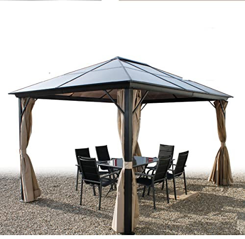 Mojawo Hochwertiger Aluminium Gartenpavillon Eventpavillon Sonnenschutz Festzelt Zelt Pavillon inkl. Seitenteile beige 3x4m