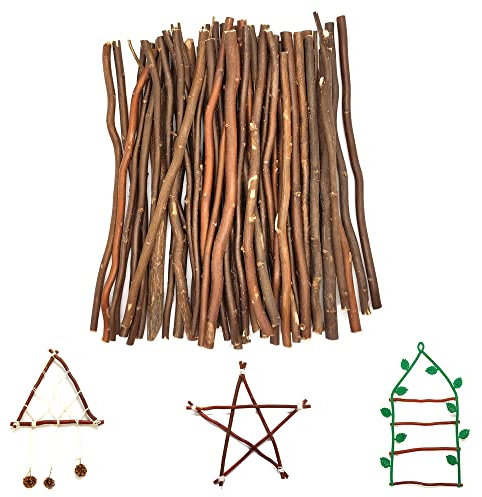 ZAHD 50 Stück Holzstab Bastelhölzer Basteln,Holzstäbchen zum Basteln,Holzstab Kunst Handwerk Heimwerker Foto Requisiten,Holz Log Sticks Ast natürlichem,Holzstäbe,Natürliche Rundstab