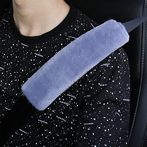 2Pcs Fluffy Car Seat Belt Pads Plush Seat Belt Strap Cover Soft Faux Fur Seat Belt Shoulder Strap Cover Harness Pad Comfort Travel Cushion Safety Belts Cover Seatbelt Protector for Kids Adult